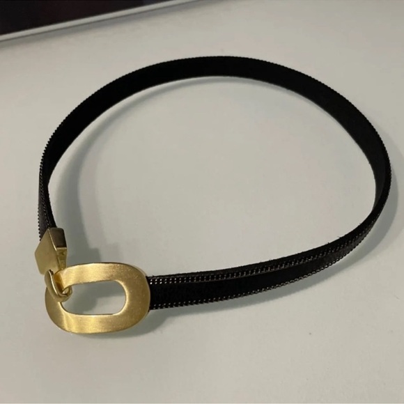 Gold Leather Punk Toggle Choker - Picture 6 of 7